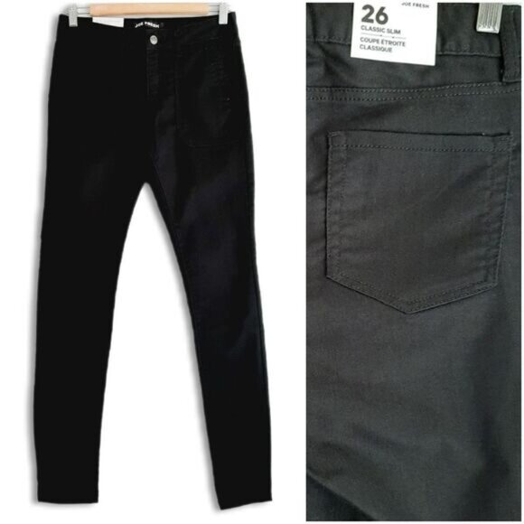 JOE FRESH Classic Slim Mid-Rise Stretch Black Jeans Sz 26 - Picture 1 of 13